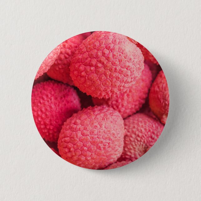 Söt Rosa Lychee Fruit Mönster Knapp (Framsida)