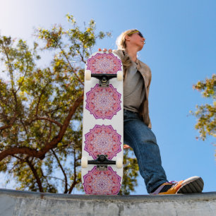 Söt rosa mandala mini skateboard bräda 18,5 cm