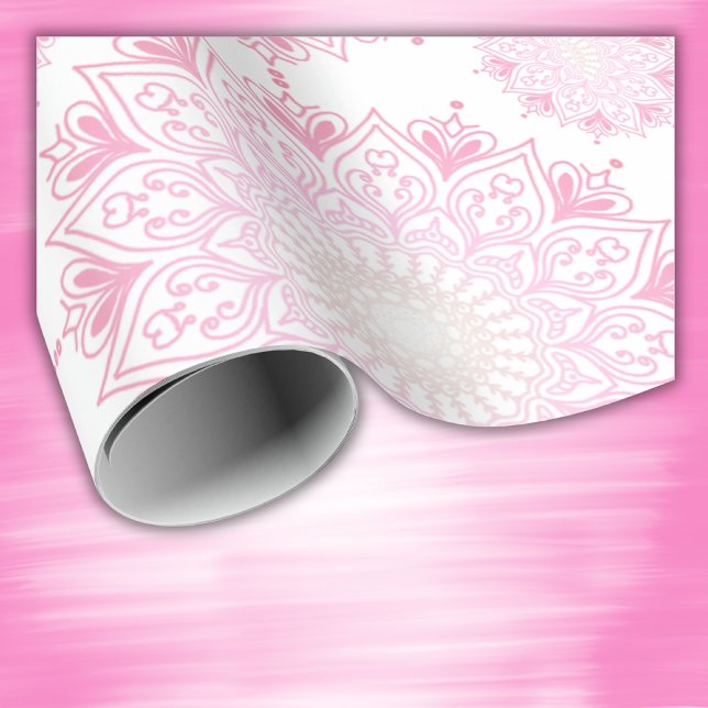 Söt rosa mandala på vitt | presentpapper (Skapare uppladdad)