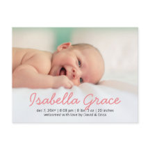 Söt rosa manus fotobarn tillkännagivande