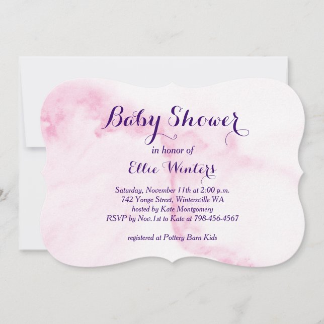 Söt Rosa Marble Baby Shower-inbjudan Inbjudningar (Framsida)
