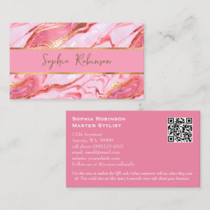 Söt Rosa Marble och Faux Guld Affärskort Rabattkort