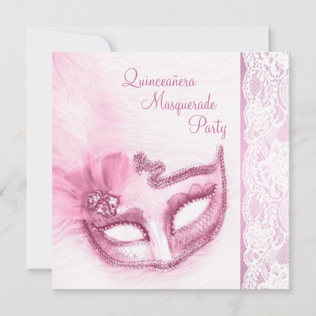 Söt Rosa MasqueraParty Inbjudningar (Framsida)
