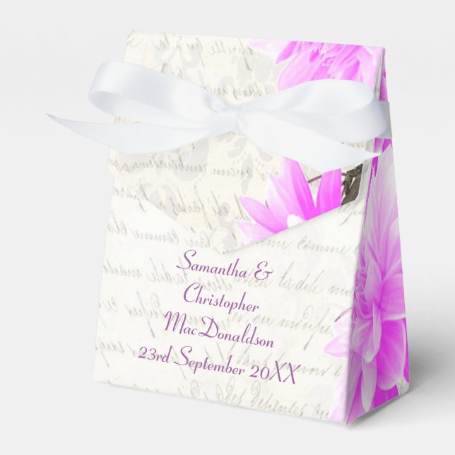 Söt rosa mau blommigt blomma blommar bröllop presentaskar (Framsidan Sidan)