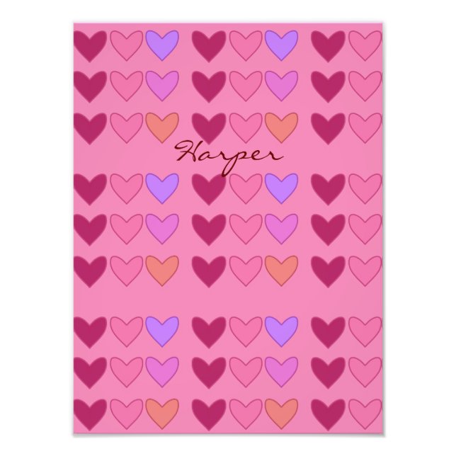 Söt Rosa med hjärtsfärgade flickor Fototryck (Framsidan)