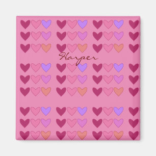 Söt Rosa med hjärtsfärgade flickor Magnet