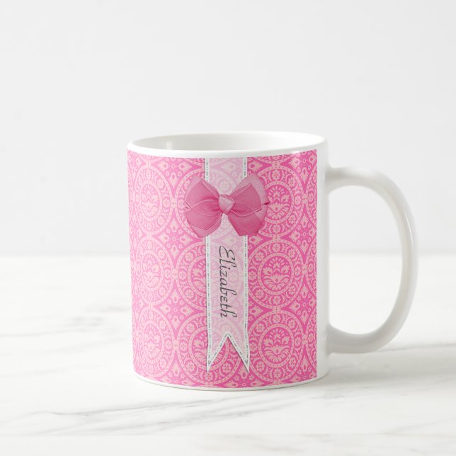 Söt Rosa Medallion: Skakelfack med Namn Kaffemugg (Höger)