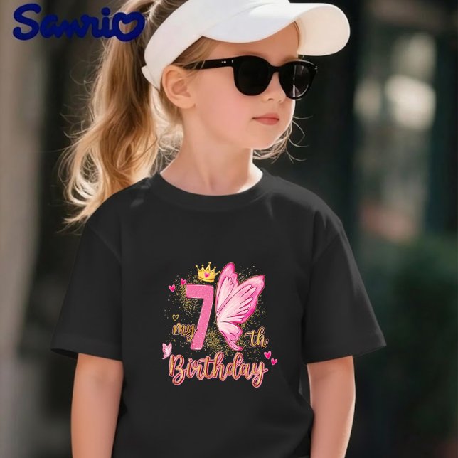 Söt rosa 'Min 7-årsdag' Prinsessa Present T-shirt (Skapare uppladdad)