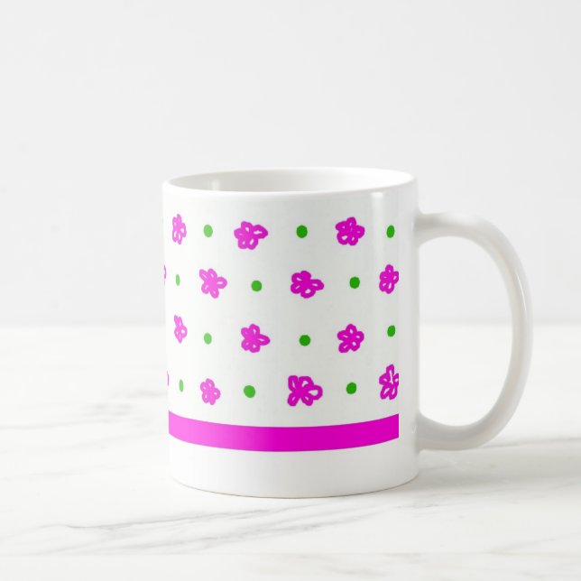 Söt Rosa Mini-print Blommigt Classic Mugg (Höger)