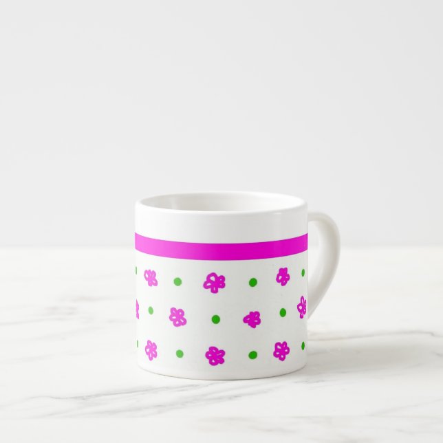 Söt Rosa Mini-print Blommigt Espresso Mugg Espressomugg (Framsida höger)