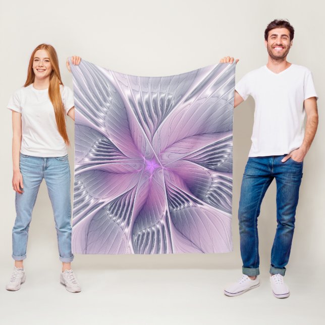 Söt Rosa Modern Abstrakt Fractal Art. Fleecefilt (På plats)