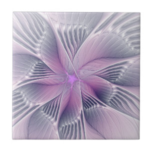 Söt Rosa Modern Abstrakt Fractal Art. Kakelplatta