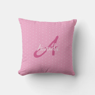 Söt Rosa Monogram och Little Dots  Kudde