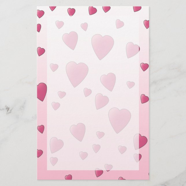 Söt Rosa Mönster av Kärlek Hearts. Brevpapper (Framsida)