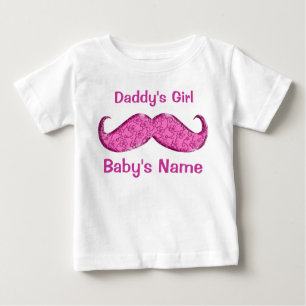 Söt Rosa Mustache Baby Gifts for Girls Tee Shirt