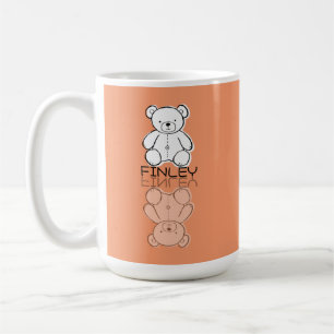Söt rosa nallebjörn reflektion doodle anpassat nam kaffemugg