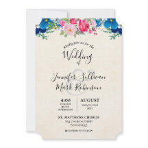 Söt Rosa och Blå blomman Gräns Bröllop