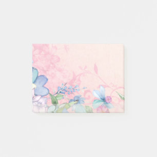 Söt Rosa och blå Blommigt - bakgrund Post-it Block