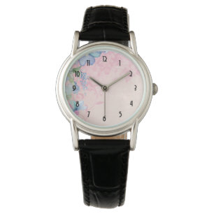 Söt Rosa och Blå Blommigt Wildblommor Armbandsur
