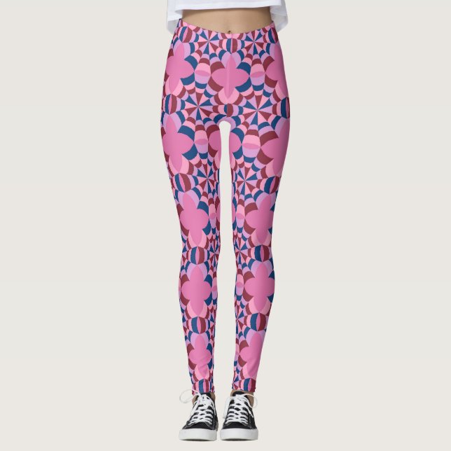 Söt Rosa och Blå Mönster Leggings (Framsida)