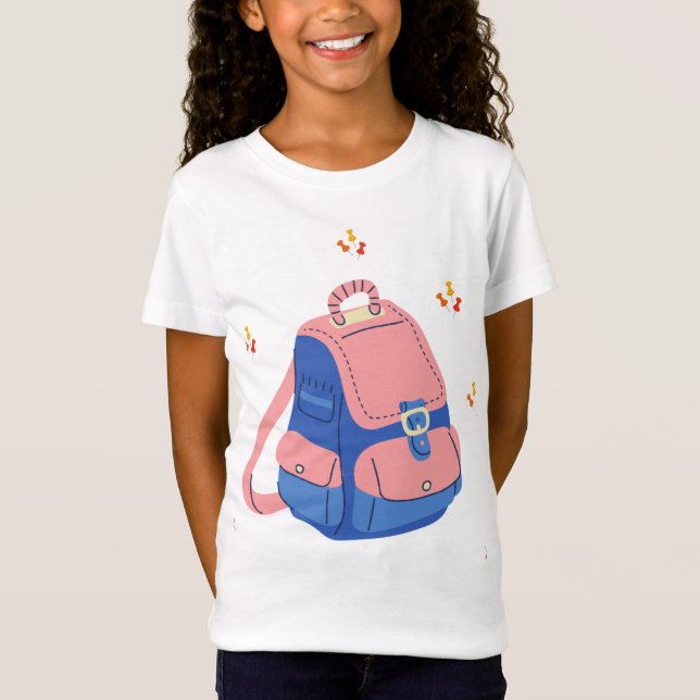 Söt rosa och blå skolryggsäck" t shirt (Framsida)