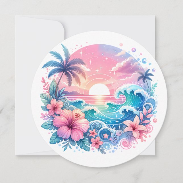 Söt Rosa och blåa kustkonst (Framsida)