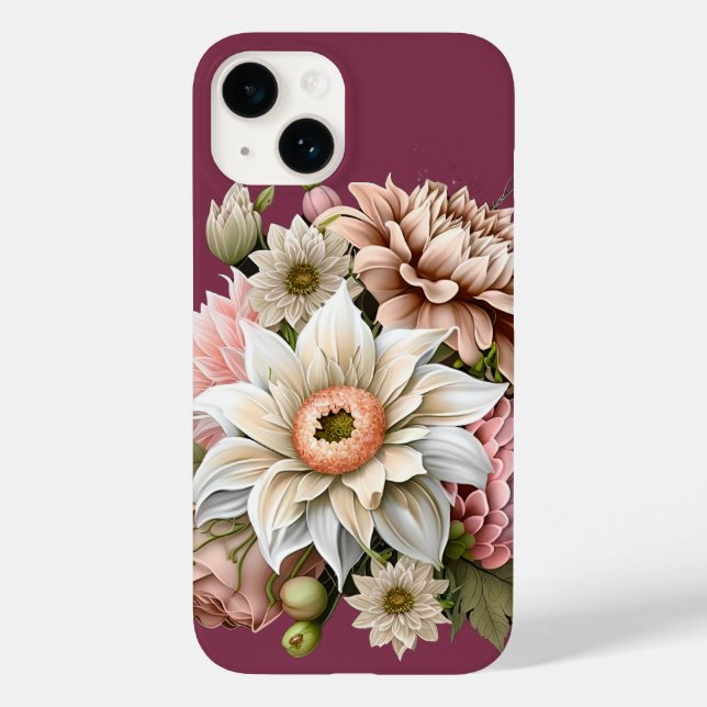 Söt Rosa och Cream Blommigt iphone case (Baksida)