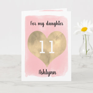 Söt Rosa och elfte födelsedagsdotter Guld Kort