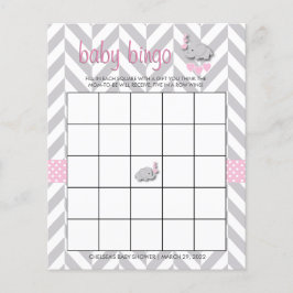 Söt Rosa och Grått Elephant Baby Shower Bingo
