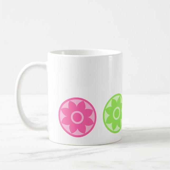 Söt rosa och grön blomster Mandala kaffekopp (Vänster)