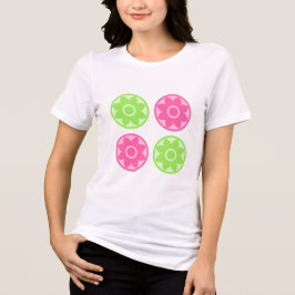 Söt rosa och grön blomster Mandala T-shirt