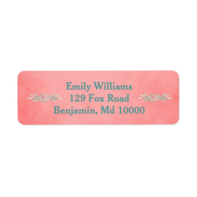 Söt Rosa och Grönt Flowers Returadress Etikett (Framsidan)