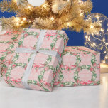 Söt Rosa och Grönt Julfrö Presentpapper<br><div class="desc">Land inslagna pappert i en underbar grönt och rosa julkrans</div>