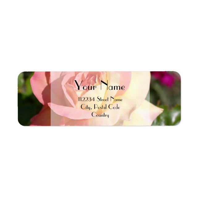 Söt rosa och gul ros, anpassningsbar returadress etikett (Framsidan)