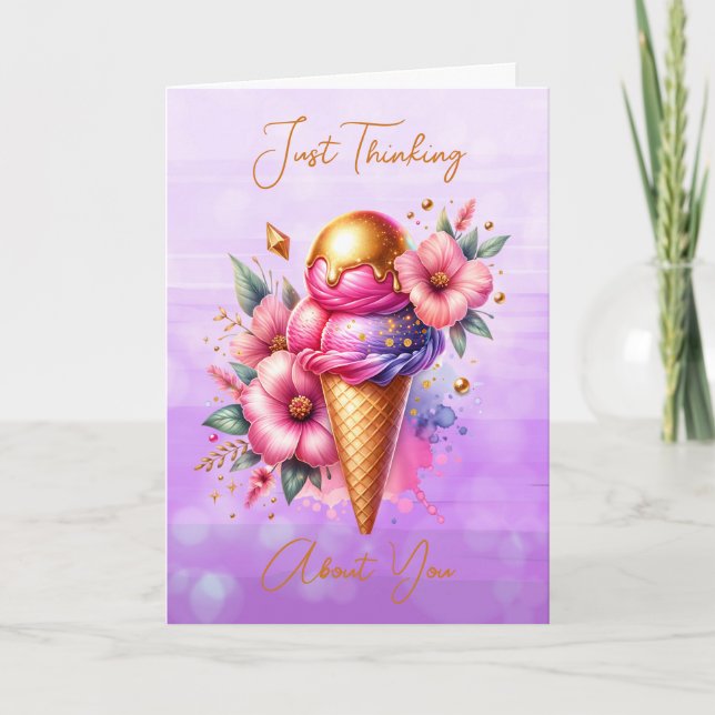 Söt Rosa och Guld Ice Cream.. Kort (Framsida)