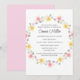 Söt Rosa och Gult Lilly Flowers Möhippa Inbjudningar