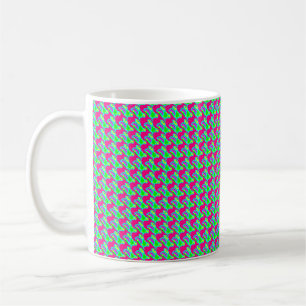 söt rosa och kalkgröna kaffe eller te som dricker kaffemugg