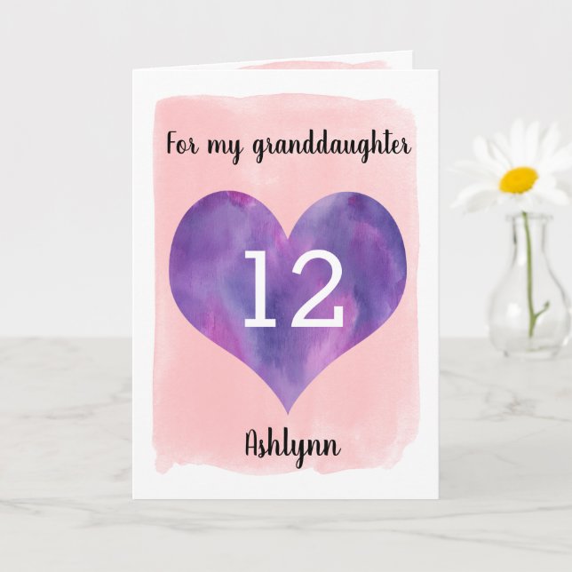 Söt Rosa och Lila 12:e födelsedagstorgsdotter Kort (Liten växt)