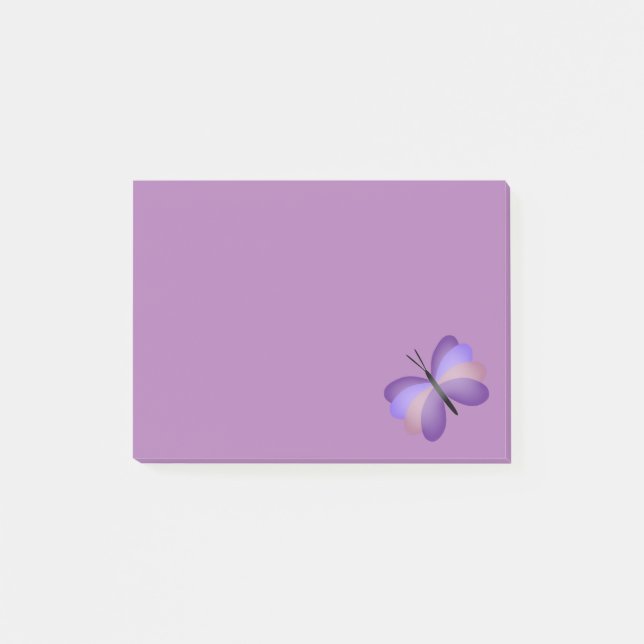 Söt Rosa och Lila Butterfly Post-it Block (Framsida)