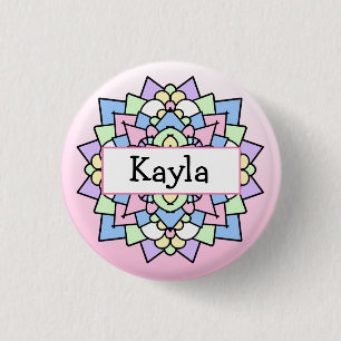 Söt Rosa och Lila Mandala Knapp