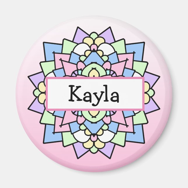 Söt Rosa och Lila Mandala Magnet (Framsidan)