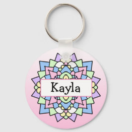 Söt Rosa och Lila Mandala Nyckelring