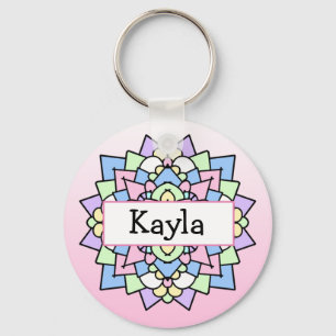 Söt Rosa och Lila Mandala Nyckelring