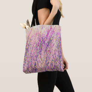 Söt Rosa och Lila Wildblomma Art Tote Tygkasse