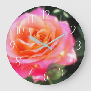 Söt Rosa och makro-foto för Orange Ro Stor Klocka