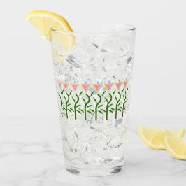 Söt rosa och myntblomma gräns glaskopp