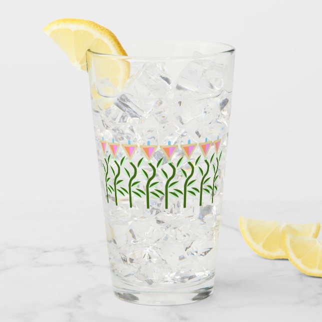 Söt rosa och myntblomma gräns glaskopp (Framsida Ice)