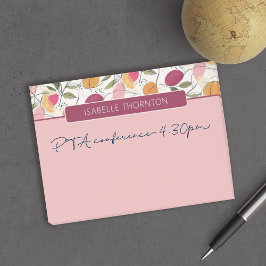Söt Rosa och Orange Frukt Mönster Namn Post-it Block