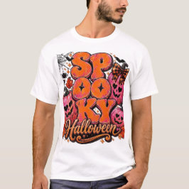 Söt rosa och orange skräckinjagande Halloween-pump T Shirt