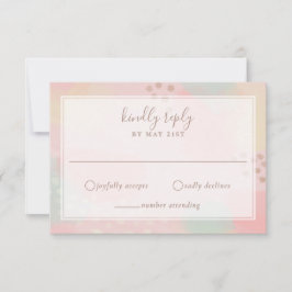 Söt Rosa och Peach Pastel Modern Art Bröllop OSA Kort